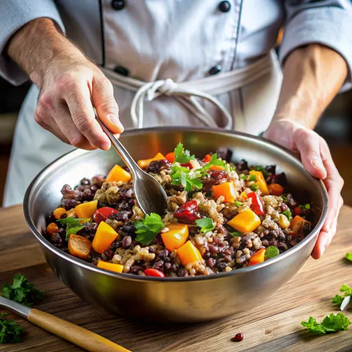 Czarna Fasola z Pieczonymi Warzywami i Dzikim Ryżem